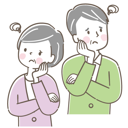 悩んでいる男女のイラスト
